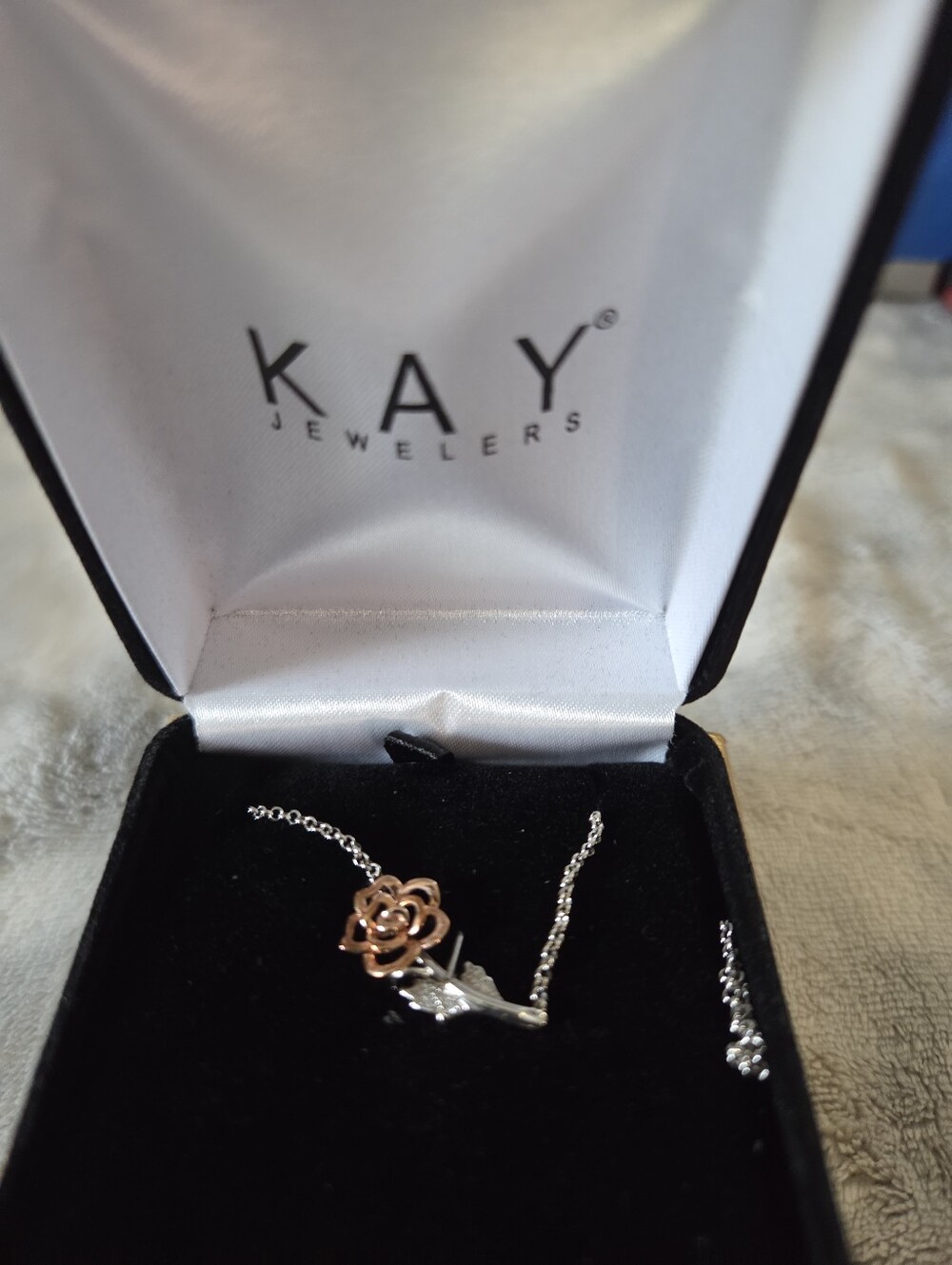 Kay Jewelers Two-Tone Rose Pendant Necklace - Rose Gold and Silver